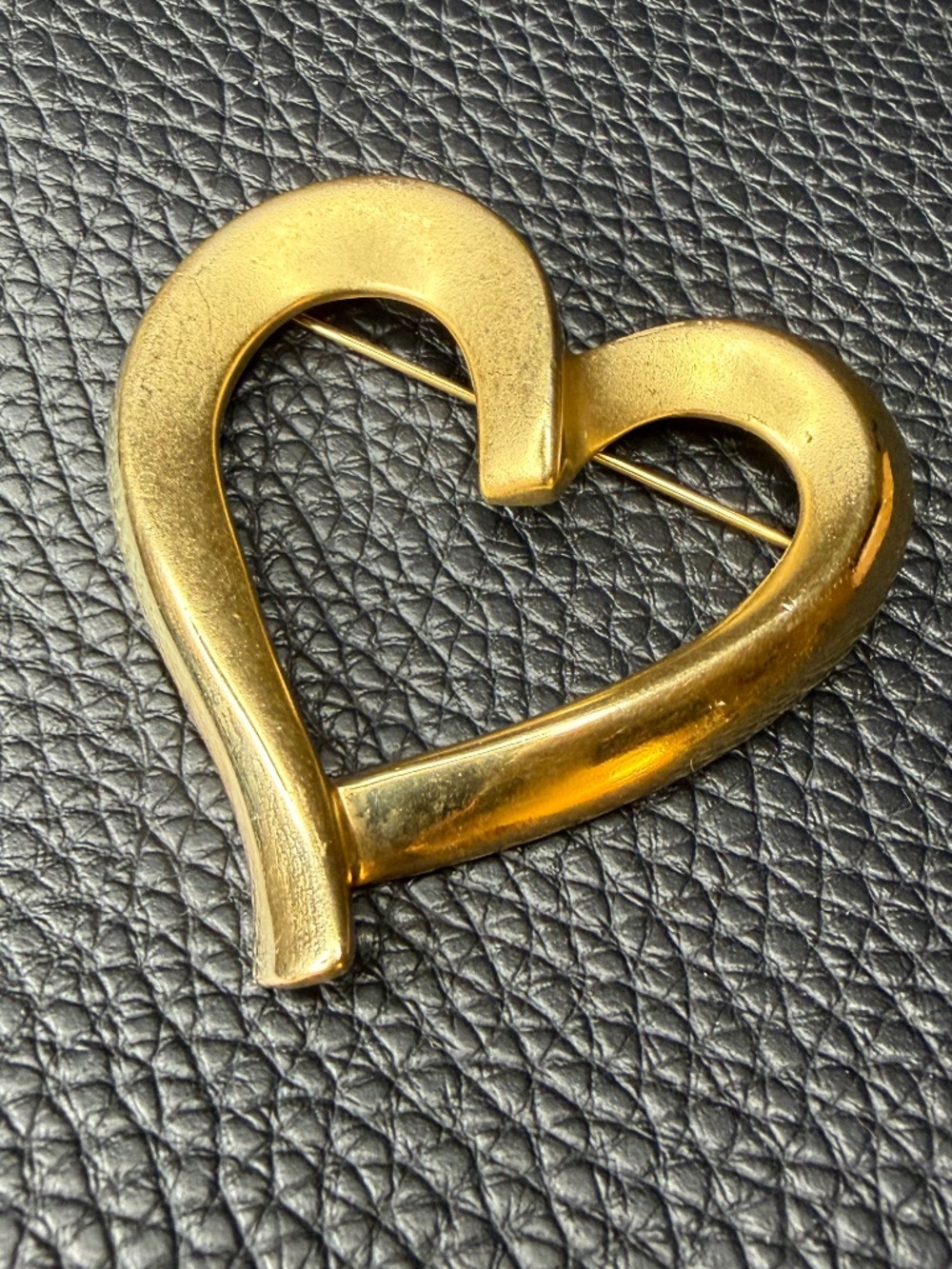 Vintage KREMENTZ Gold Tone Heart Brooch Pin 2"